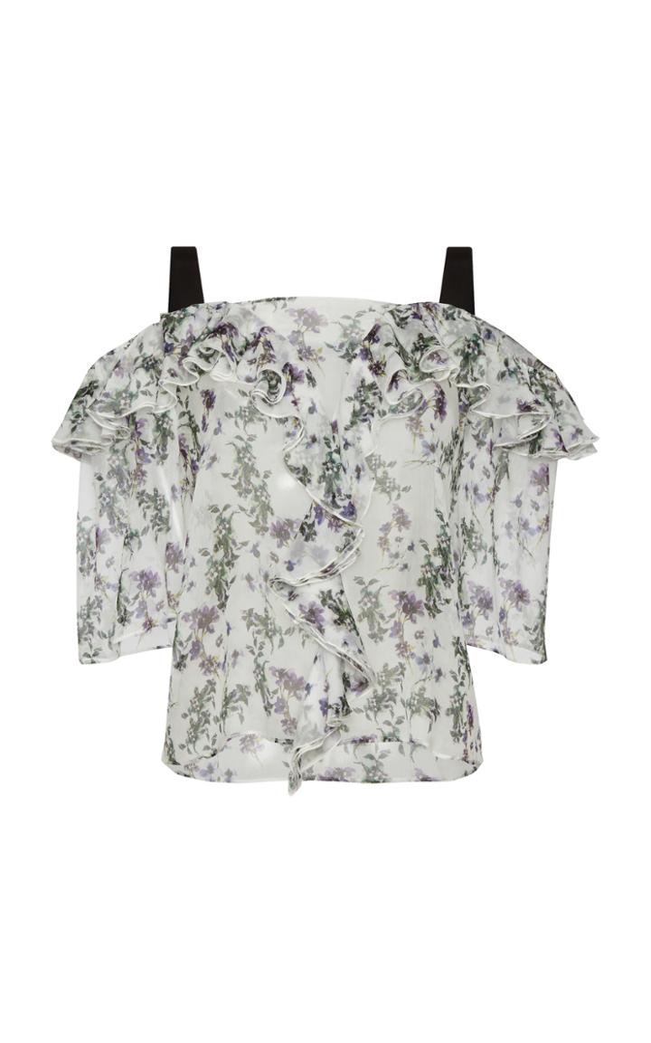 Blumarine Off The Shoulder Floral Top