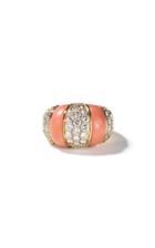Moda Operandi Windsor Jewelers Vintage 18k Yellow Gold Striped Coral & Diamond Ring