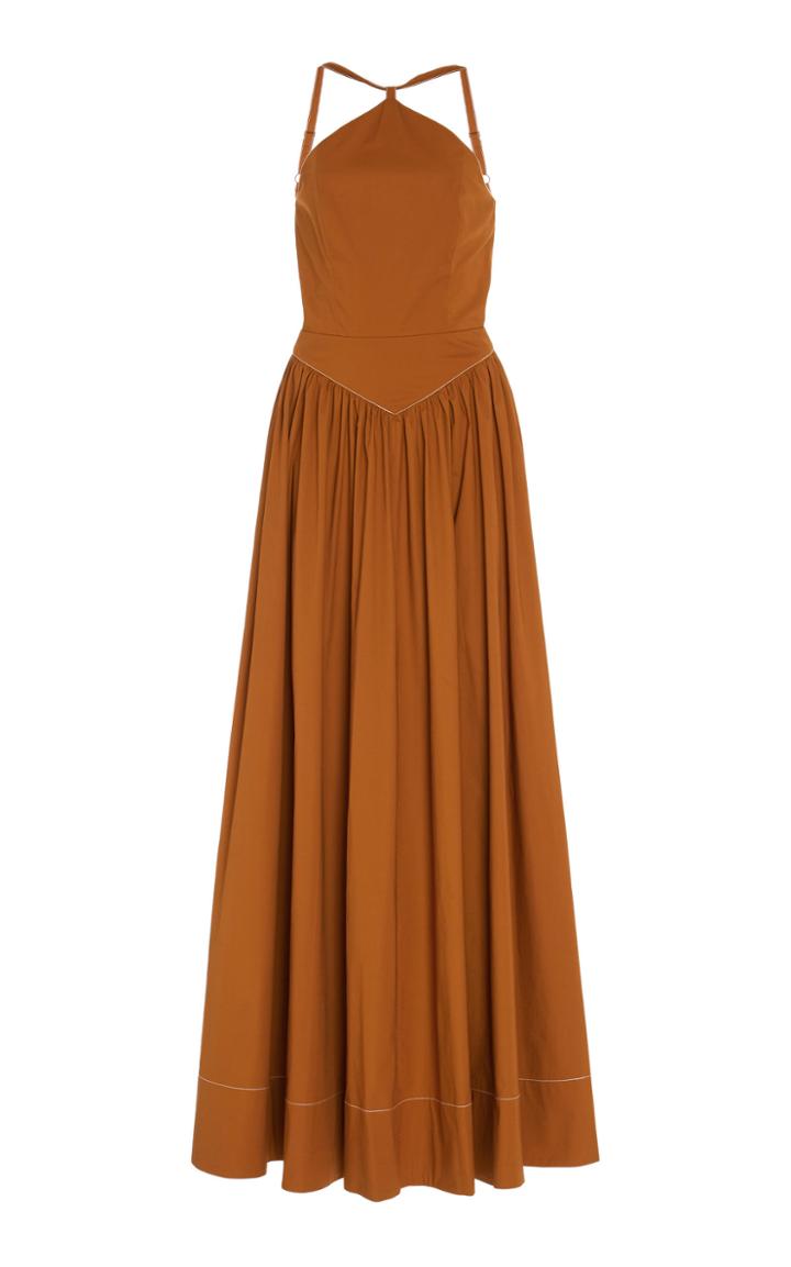 Moda Operandi Staud Natasha Stretch-cotton Poplin Halterneck Maxi Dress Size: 0