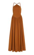 Moda Operandi Staud Natasha Stretch-cotton Poplin Halterneck Maxi Dress Size: 0