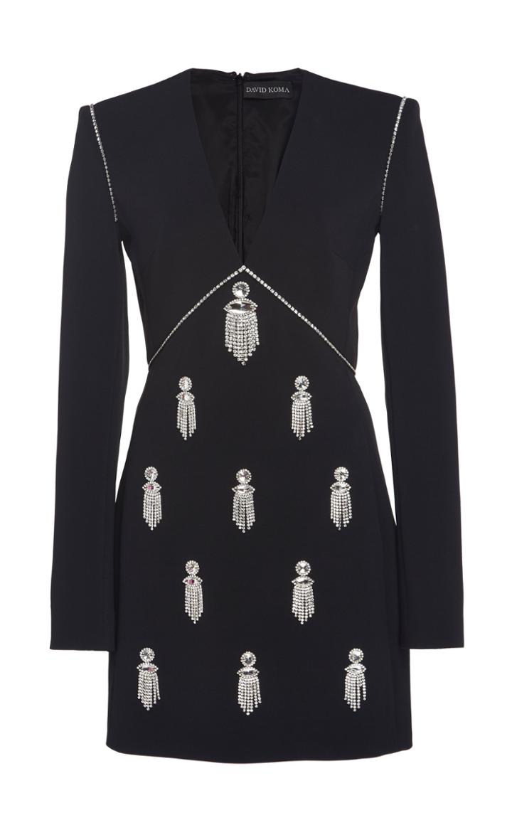 David Koma Crystal Embroidered Mini Dress