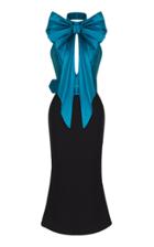 Rasario Bow-embellished Crepe Halter Gown