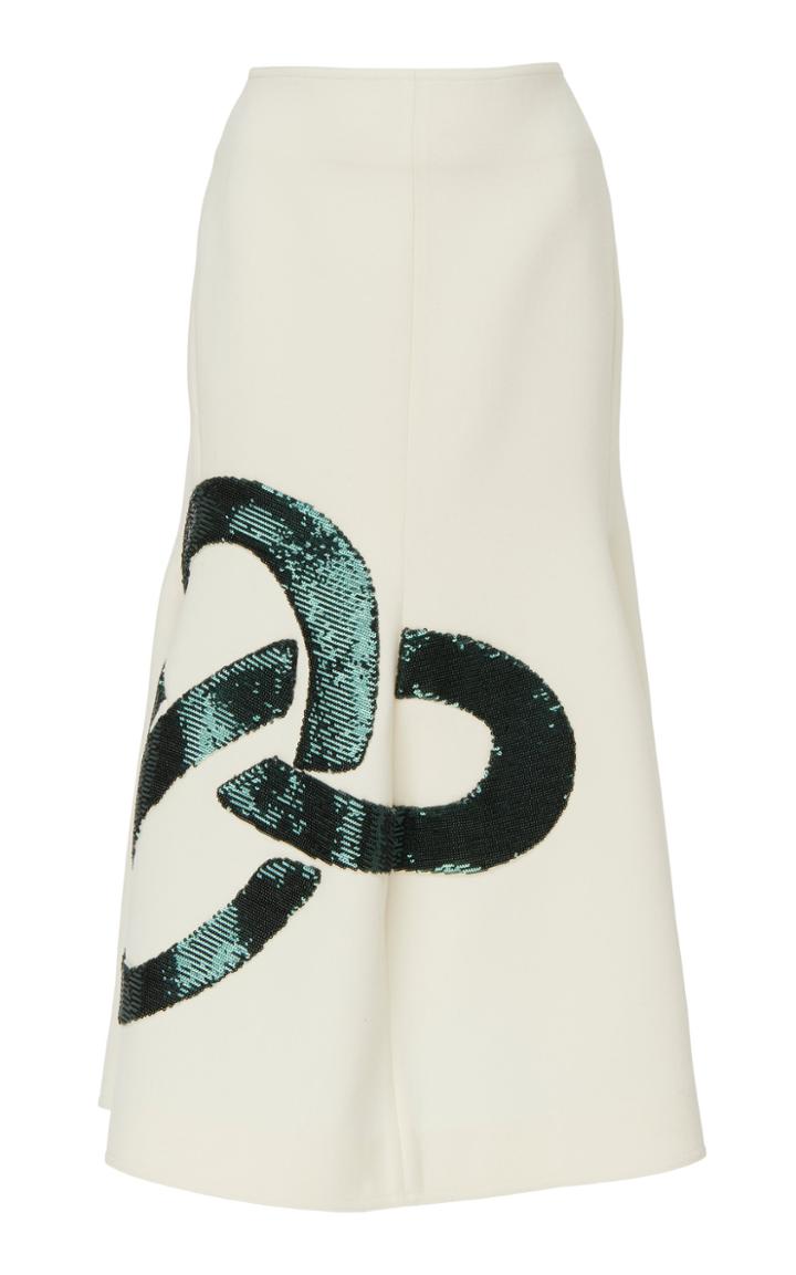 Victoria Beckham Sequined Flared Crepe Midi-skirt