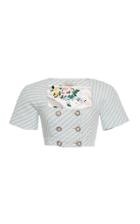 Moda Operandi Alessandra Rich Striped Tweed Cropped Top
