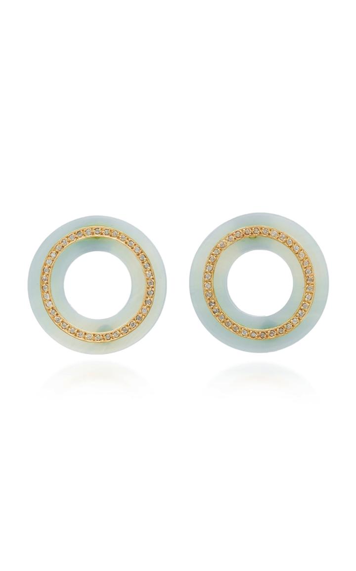 Eduarda Brunelli Orbe 18k Yellow Gold, Agate And Diamond Earrings