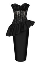 Rasario Ruffle-accented Silk And Lace Corset Midi Dress