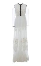 Hussein Bazaza Cold Shoulder Silk Floor Length Dress