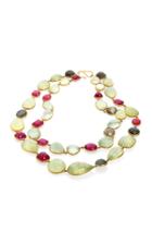 Bahina Ruby, Labradorite, Praynite 18k Yellow Gold Necklace