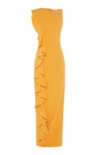 Rachel Gilbert Farah Frill Stretch Crepe Gown