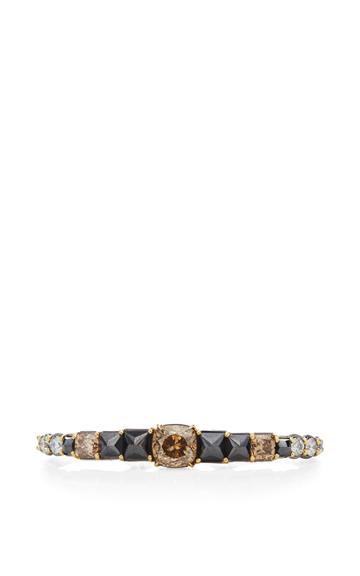 Ara Vartanian Yellow Gold Three Finger Ring With Brown, Black And White Diamonds