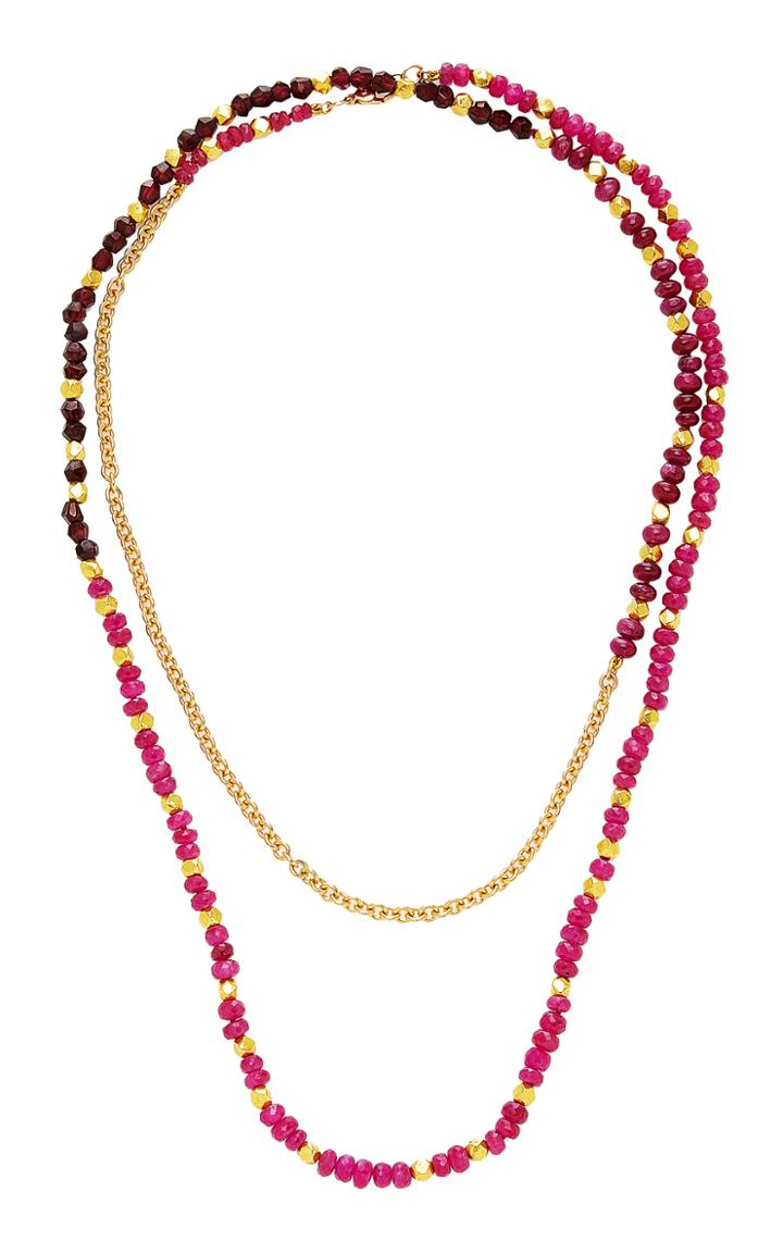 Objet-a Josef A La Plage 18k Gold, Ruby And Garnet Necklace