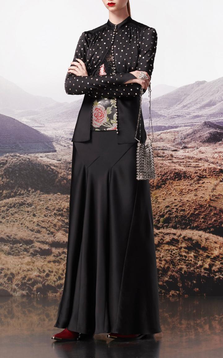 Paco Rabanne High-rise Satin Maxi Skirt