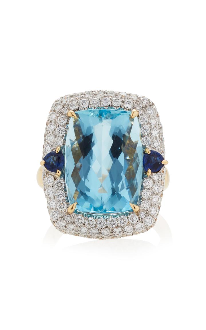 Pamela Huizenga Aquamarine Sapphire And Diamond Ring