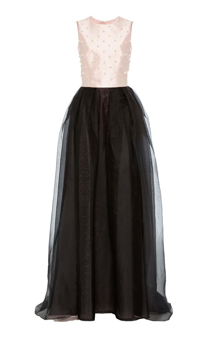 Carolina Herrera Embroidered Silk Gown