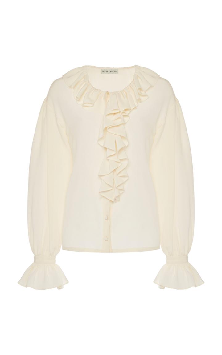 Moda Operandi Etro Ruffled Silk Top Size: 38