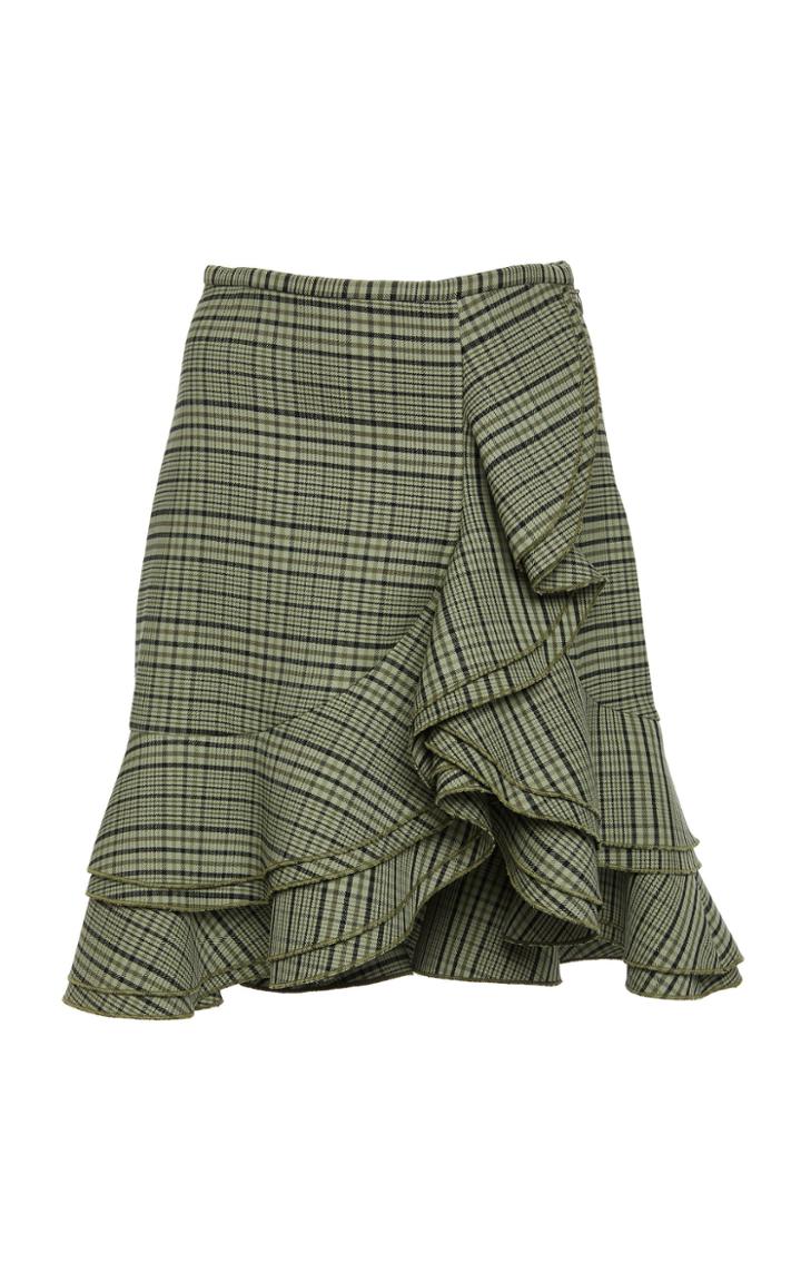 Michael Kors Collection Two Tier Ruffle Wool-blend Skirt