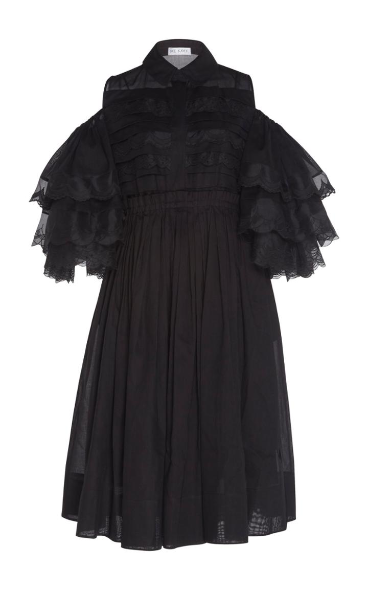 Dice Kayek Ruffle Sleeve Silk Dress
