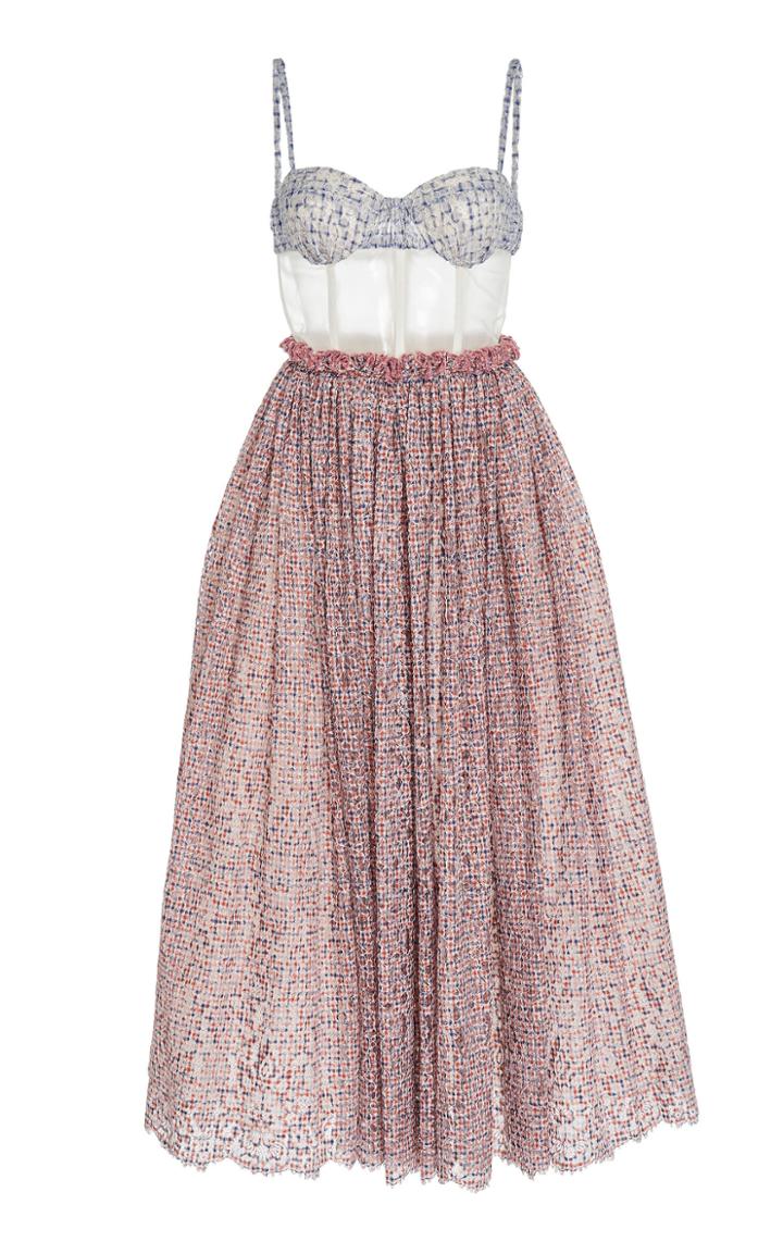 Rosie Assoulin Undress Pleated Sheer-paneled Lace Dress