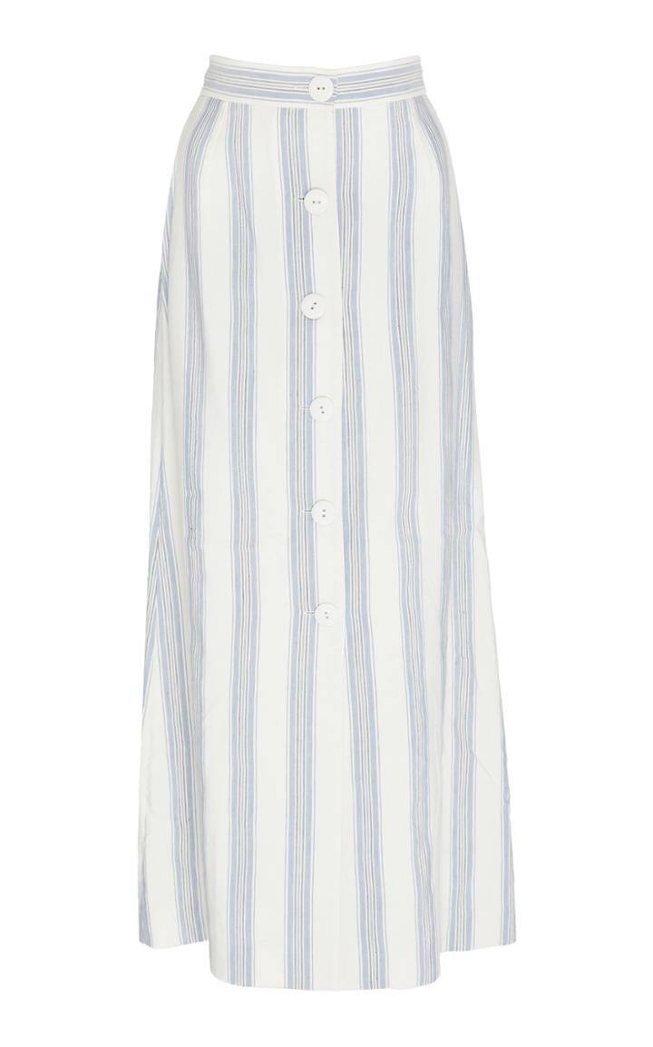 Noon By Noor Curtis Silk And Linen Blend Straight Midi Skirt