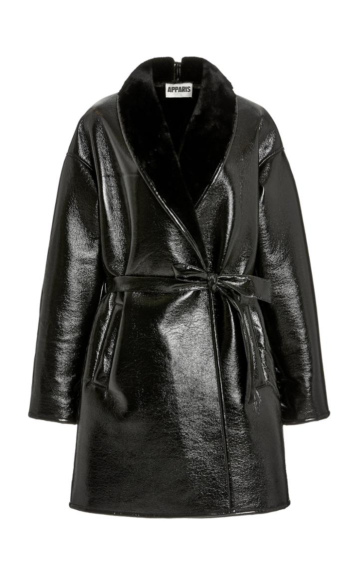 Moda Operandi Apparis Paige Faux Fur-trimmed Vegan Leather Coat