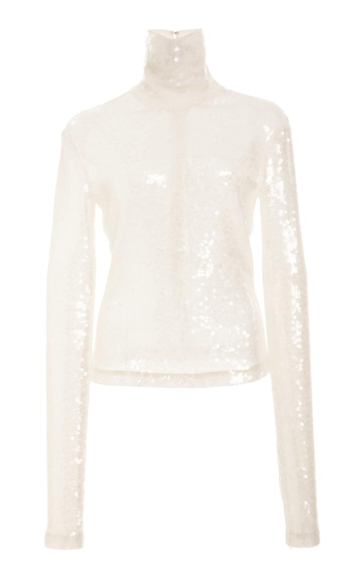 Sally Lapointe Stretch Sequins Fitted Ski Top