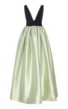 Costarellos Silk Twill Ballgown With Velvet Plunge Bodice