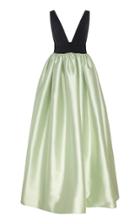 Costarellos Silk Twill Ballgown With Velvet Plunge Bodice