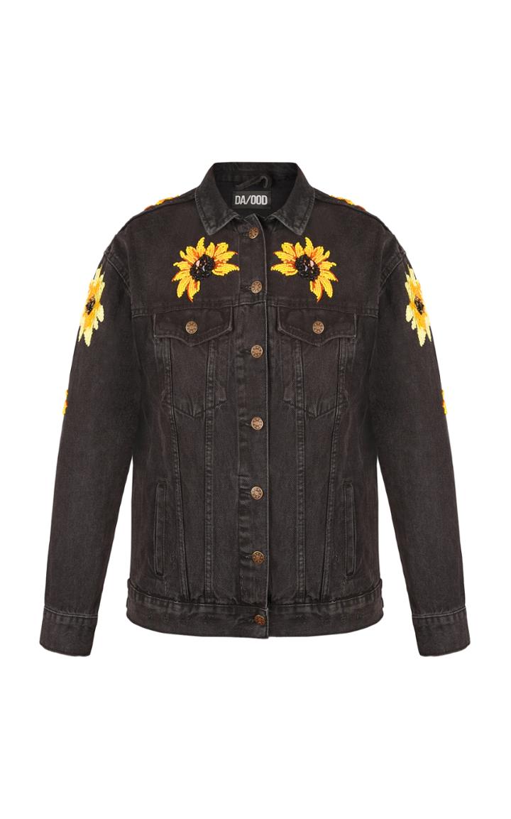 Dalood Sunflower Embroidered Denim Jacket