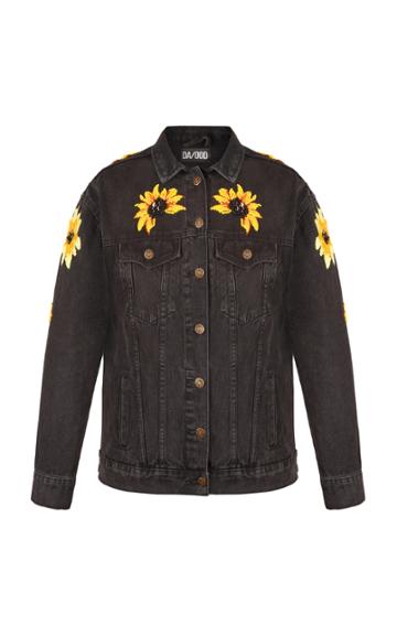 Dalood Sunflower Embroidered Denim Jacket