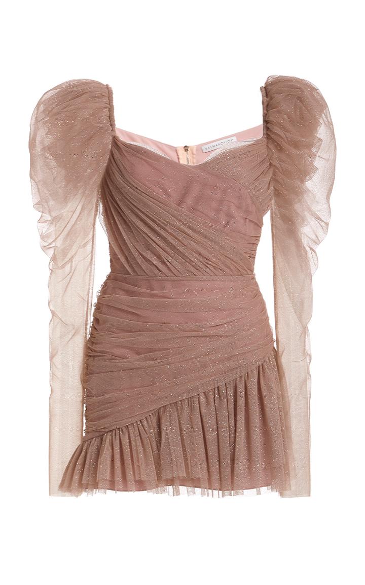 Kalmanovich Puff Sleeve Ruched Mini Dress