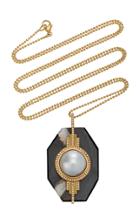 Doryn Wallach One-of-a-kind Marbled Agate And Pearl Pendant Necklace
