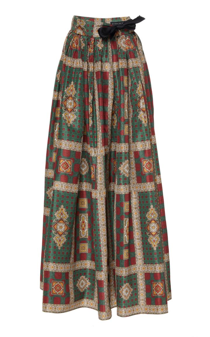 Etro Printed Tie-detailed Silk Maxi Skirt