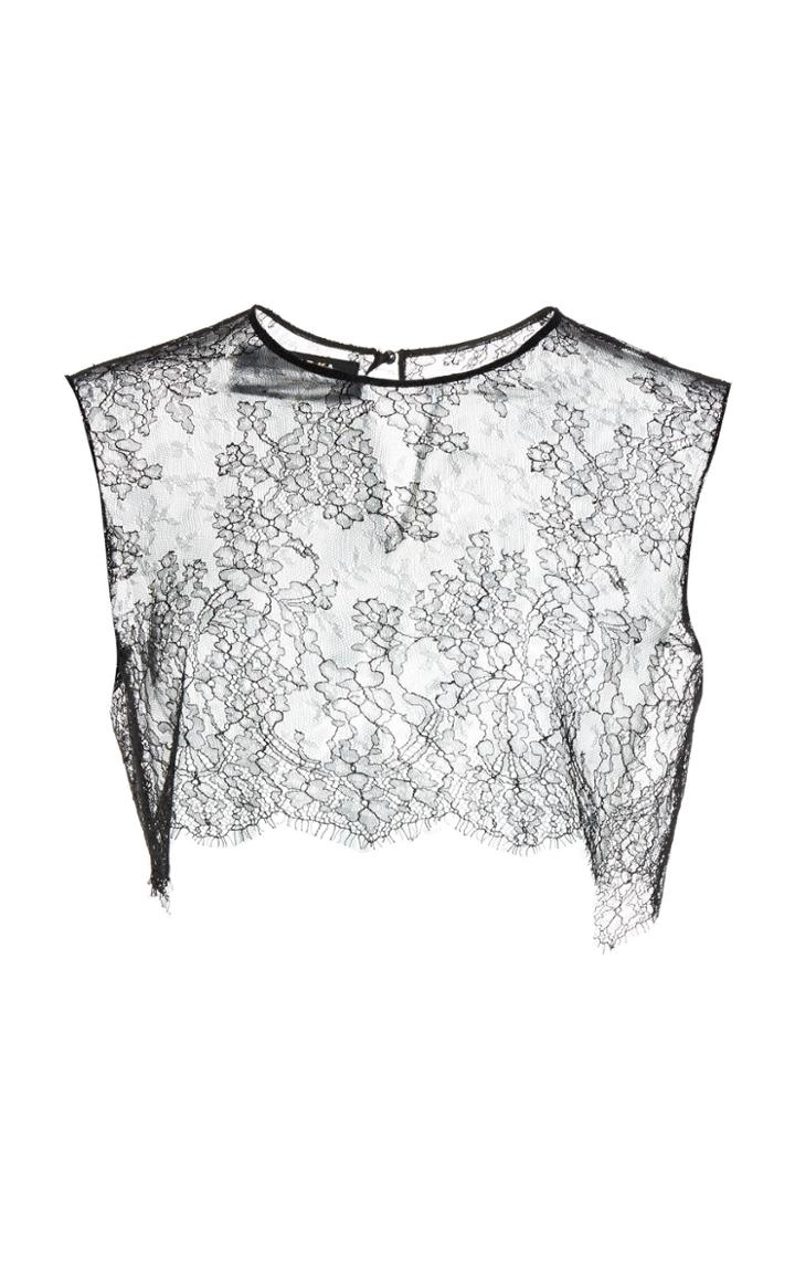 Paule Ka Cropped Sleeveless Lace Top