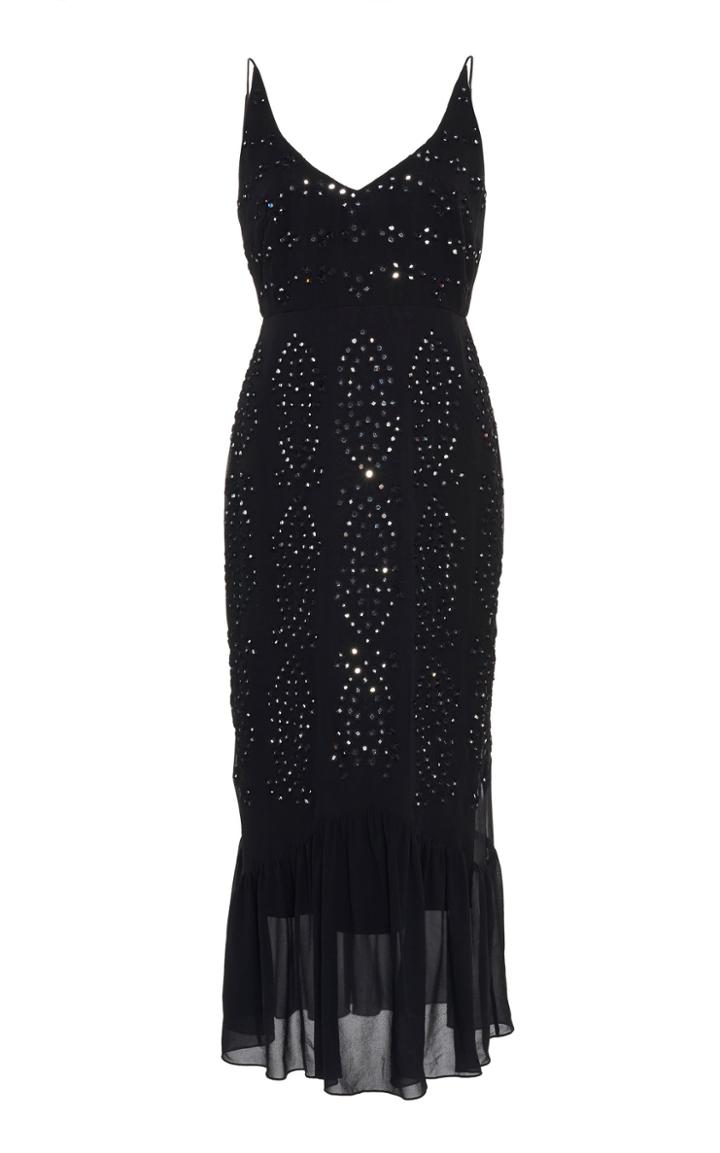 Saloni Aidan Embellished Silk-chiffon Midi Dress Size: 0