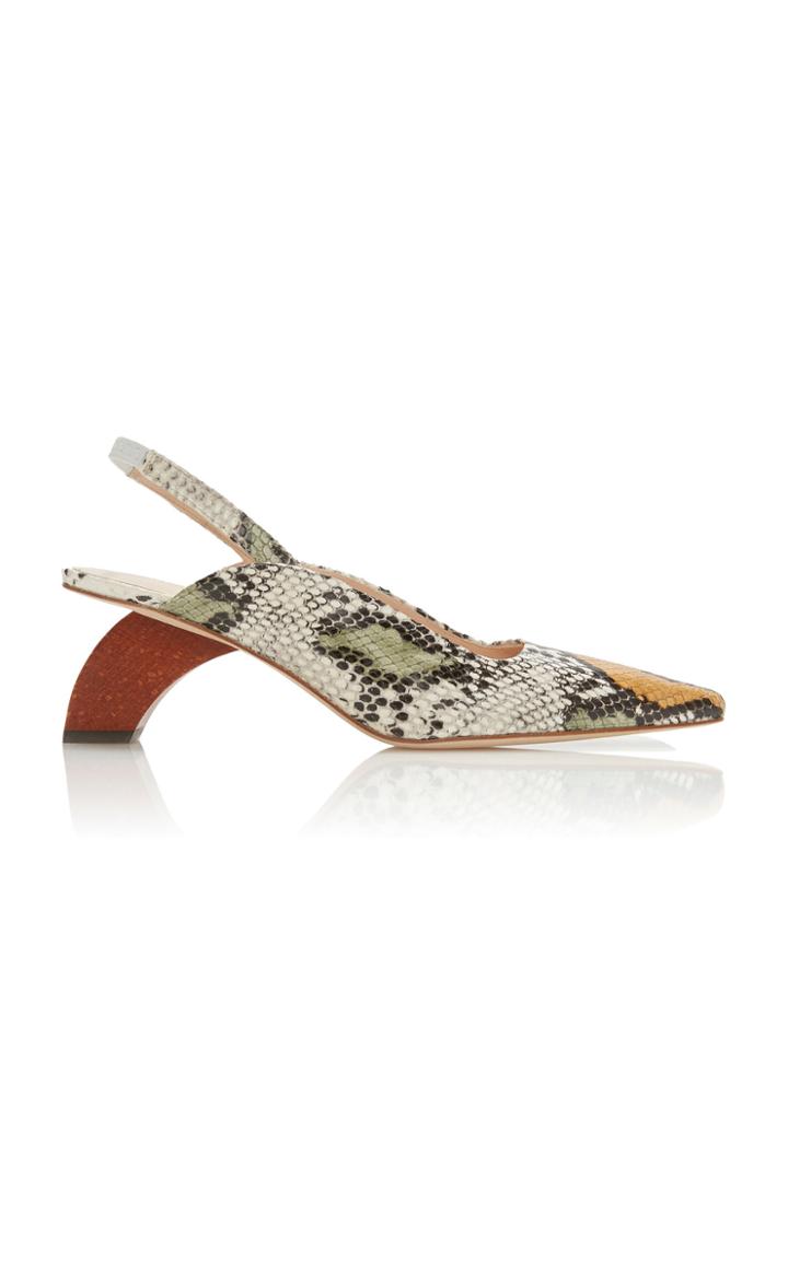 Moda Operandi Rejina Pyo Dylan Snake Embossed Leather Mules Size: 36