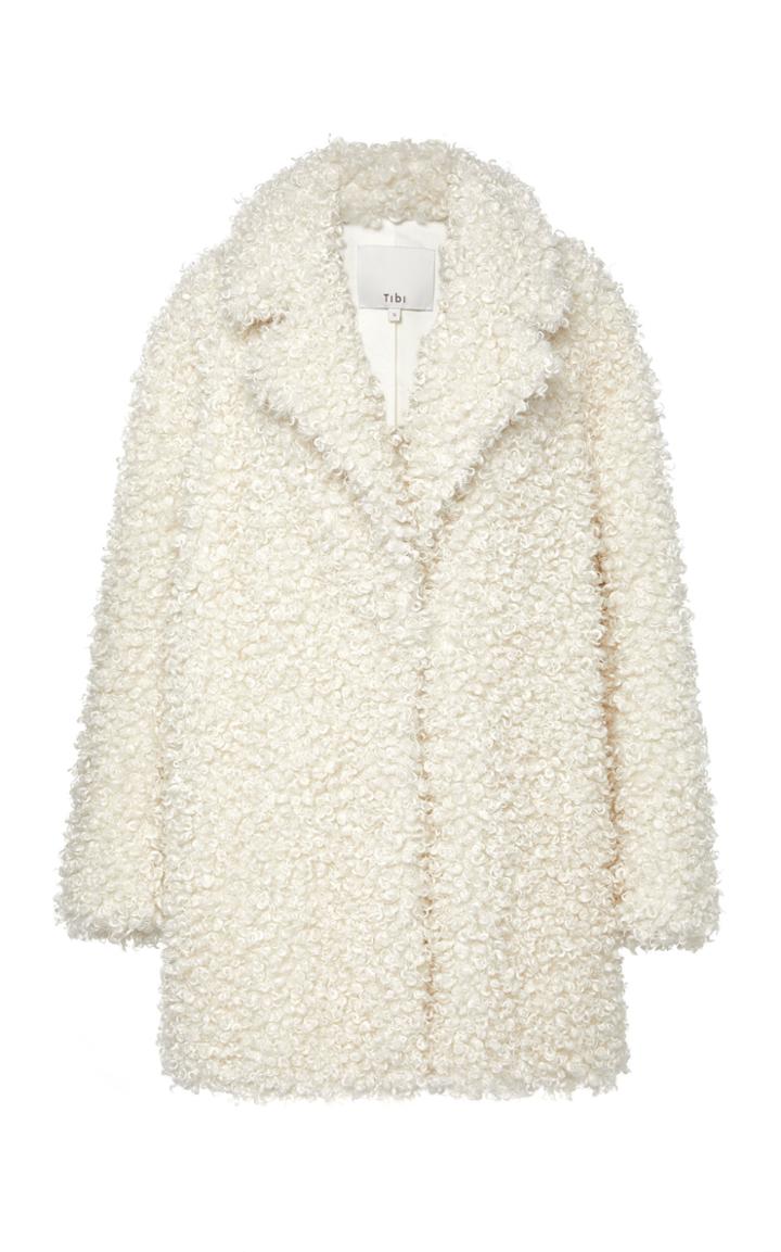 Tibi Faux Curly Lamb Peacoat
