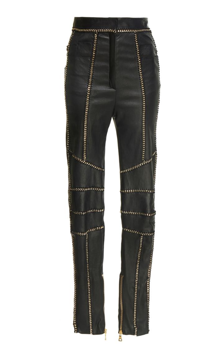 Balmain Chain Leather Trousers