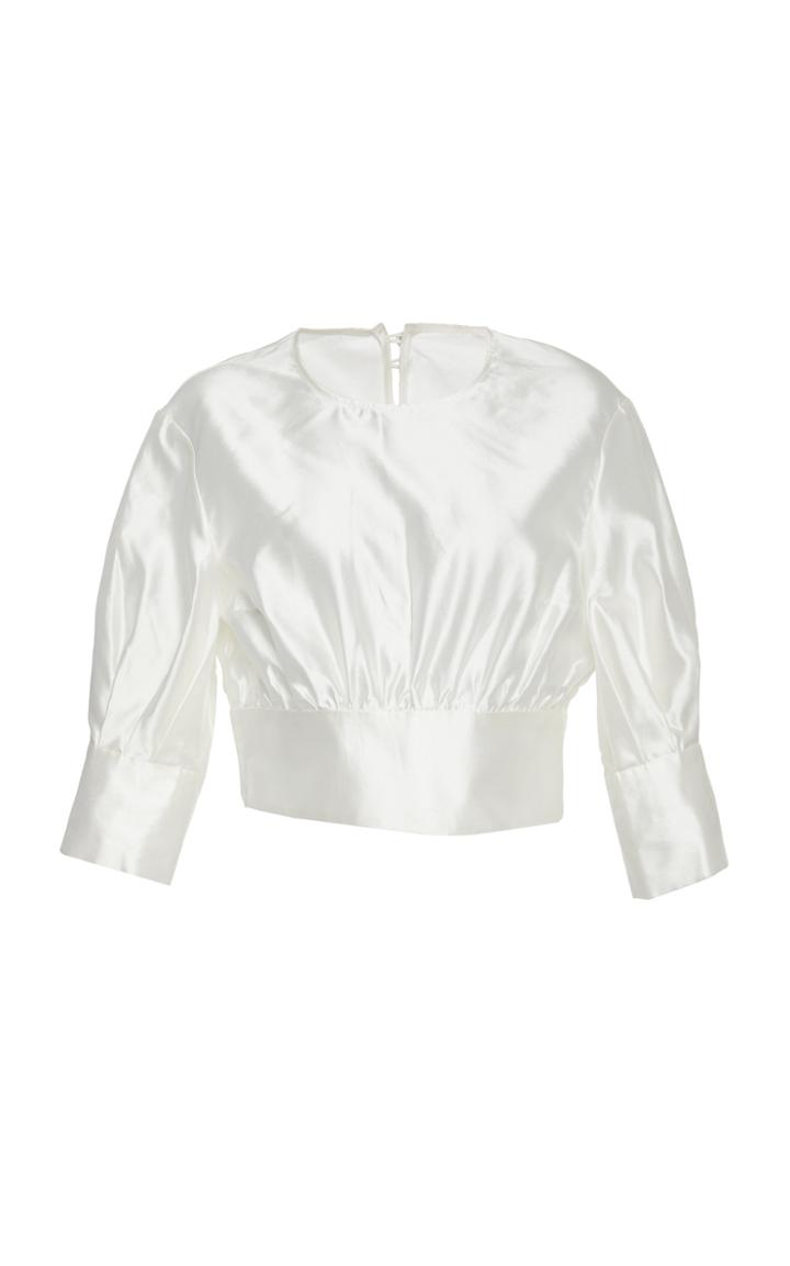 Deitas Sade Shantung Silk Cropped Blouse