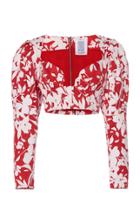 Rosie Assoulin Don't Call Me Sweetheart Floral-patterned Silk Crop Top