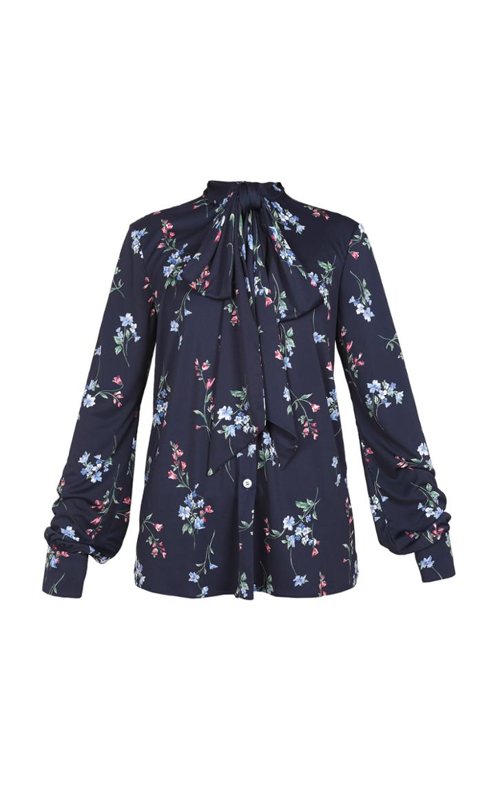Dalood Floral Tie-neck Blouse
