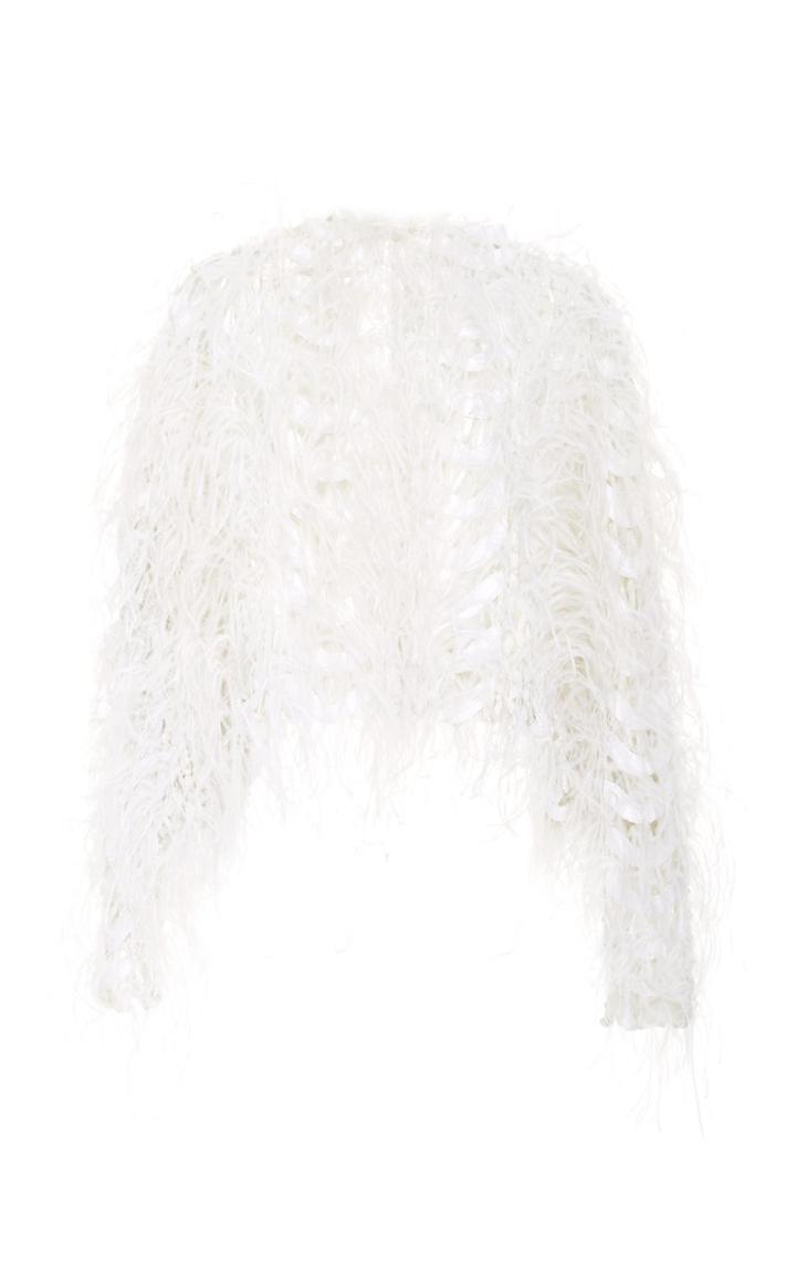Carolina Herrera Specialorder-knit Feather Embroidered Top-ah