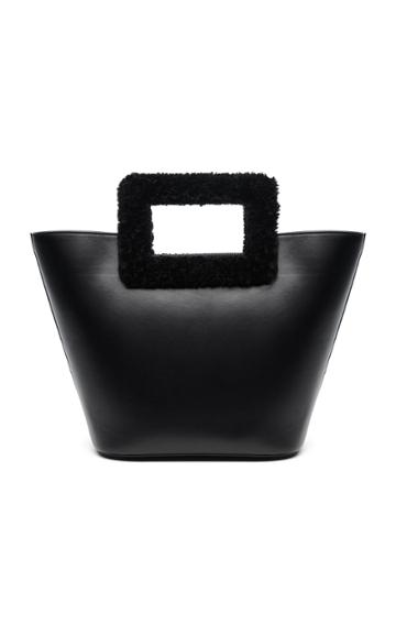 Marina Raphael Riviera Shearling Trimmed Leather Bag