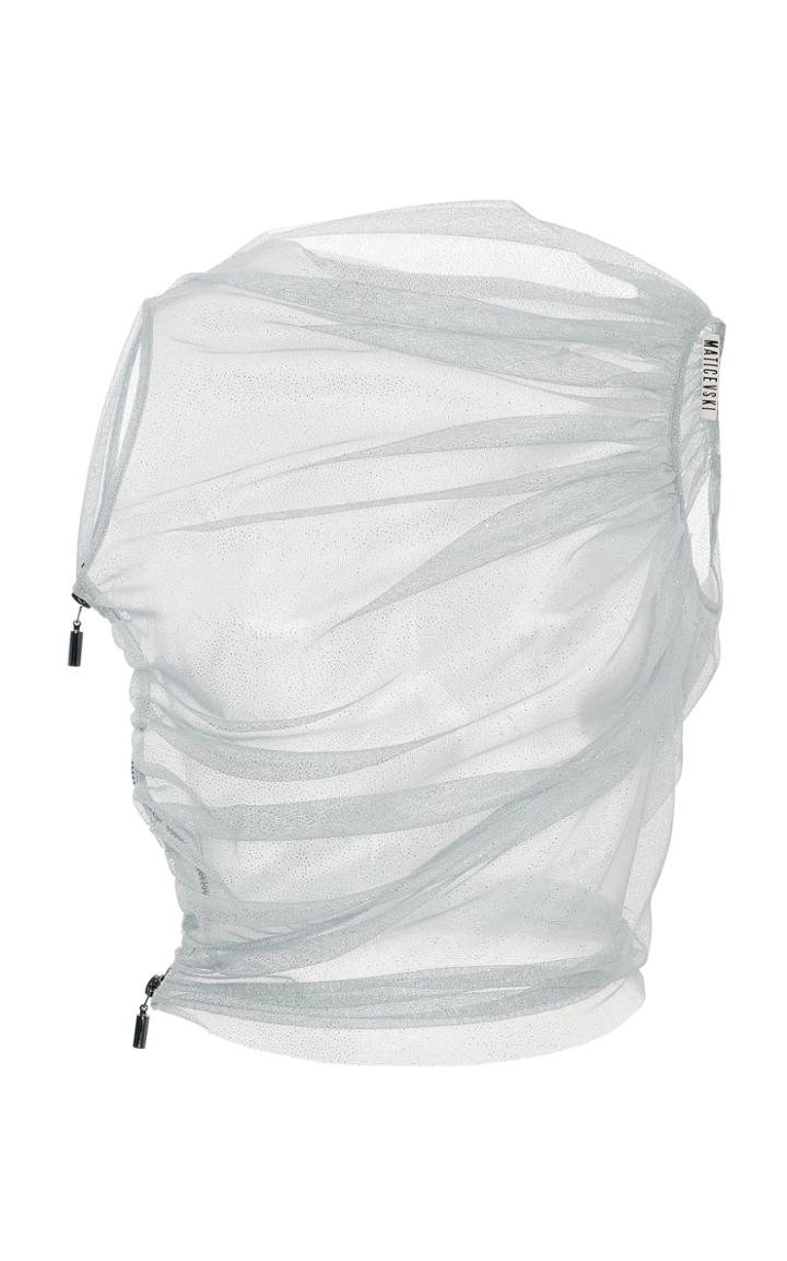 Maticevski Best Picture Ruched Stretch-tulle Top