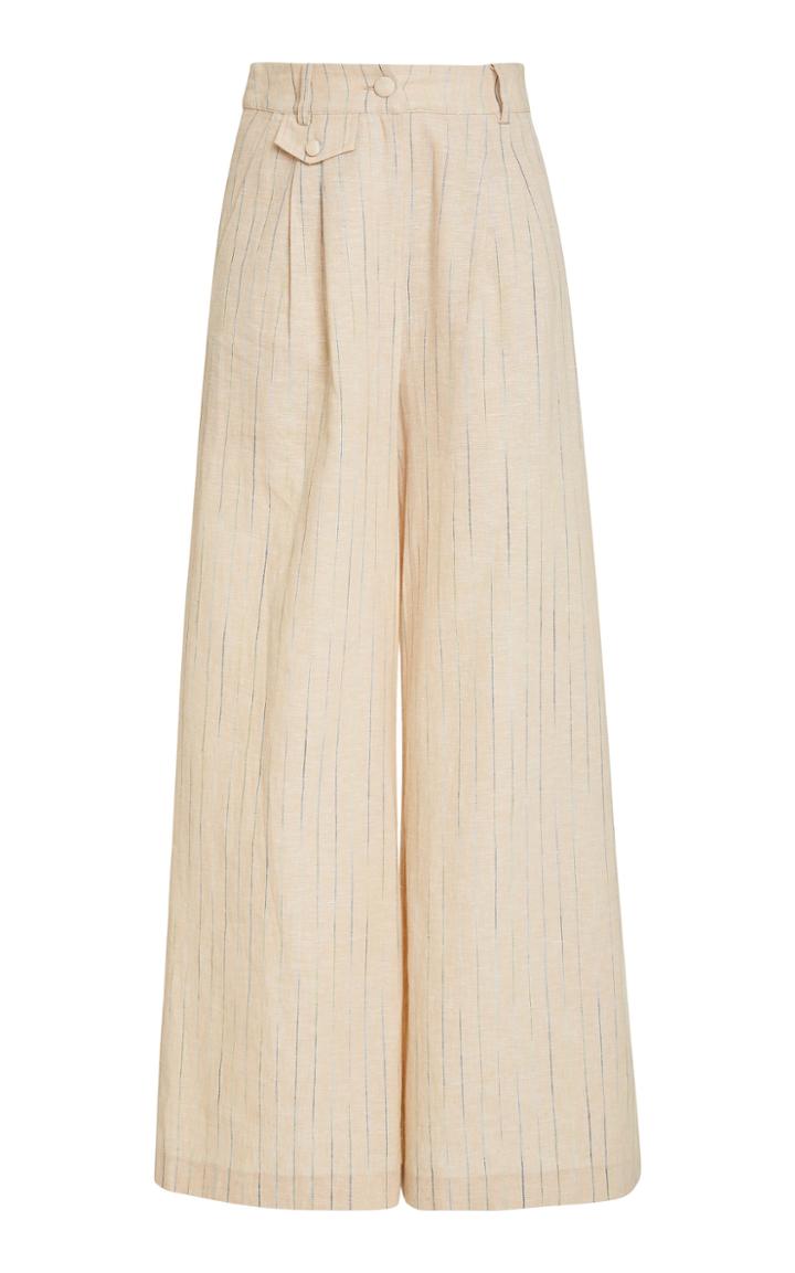 Atoir Like No Other Pinstriped Linen-cotton Pants