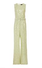 Lapointe Sequin Viscose Sleeveless Crewneck Belted Jumpsuit
