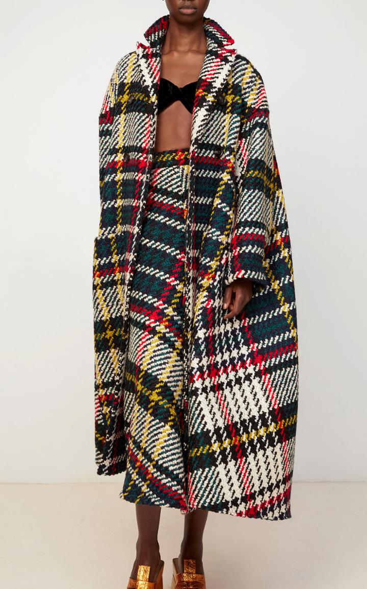 Moda Operandi Rosie Assoulin Plaid Wool-blend Peacoat