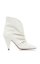 Isabel Marant Lasteen Ruched Leather Ankle Boots Size: 37