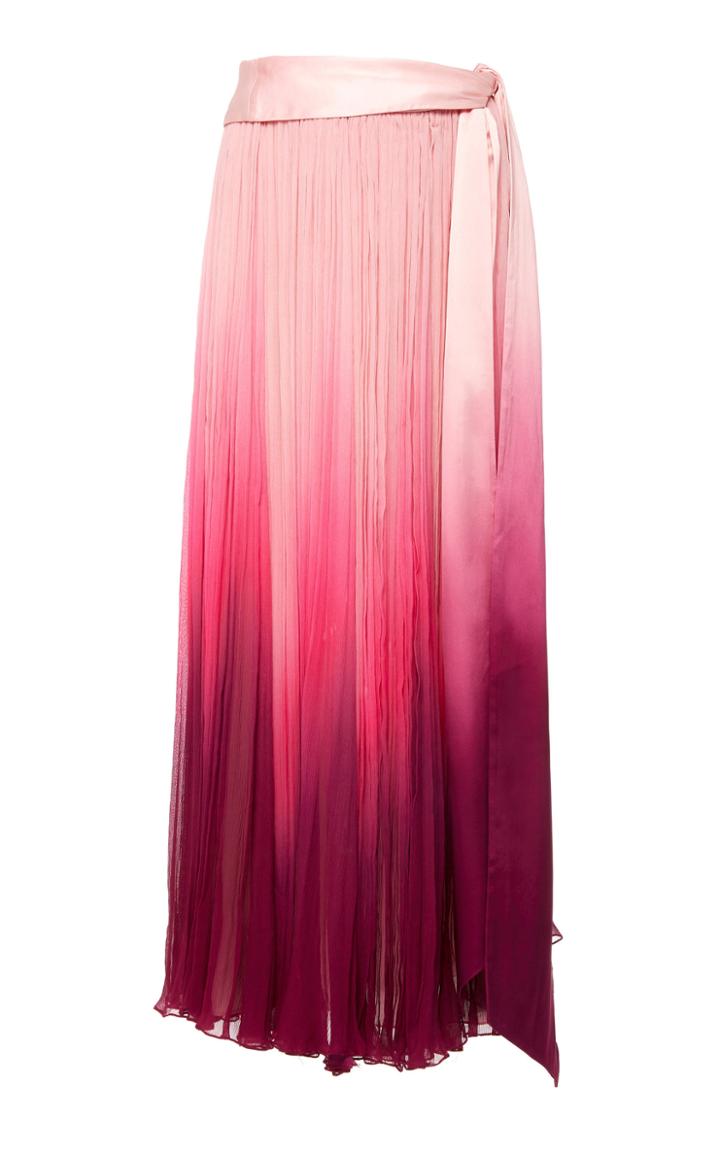 Jonathan Simkhai Ombre Pleated Chiffon Midi Skirt
