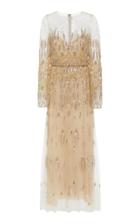 Moda Operandi Monique Lhuillier Beaded Chiffon Tea-length Dress Size: 2