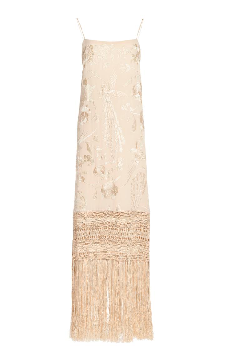 Moda Operandi Johanna Ortiz Palm Gold Embroidered Silk Dress